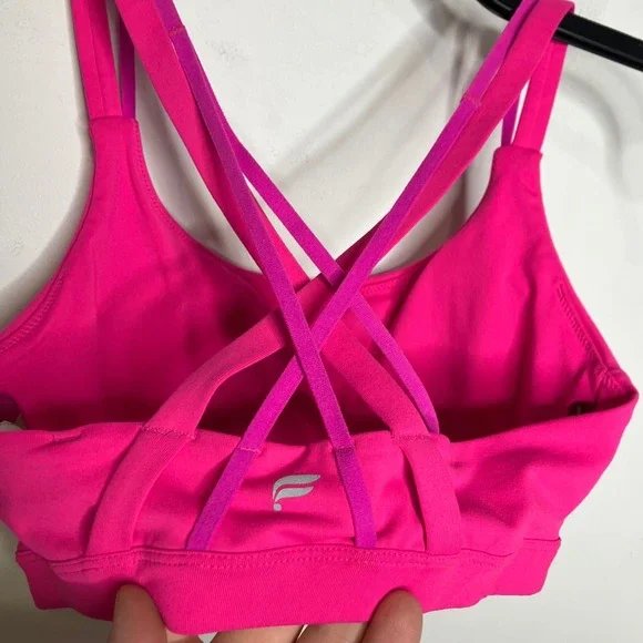 Fabletics hot pink strappy sports bra women's size small athletic activewear - Picture 2 of 3